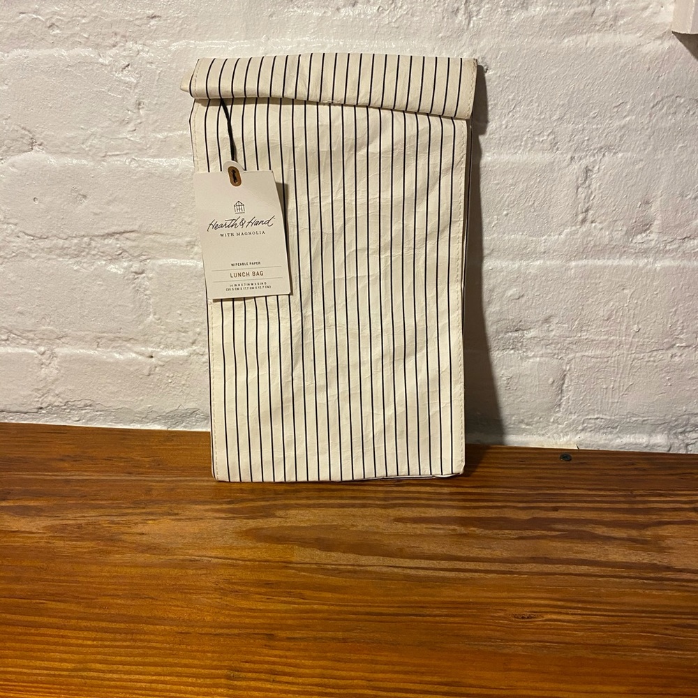 Hearth & hand striped paper reusable lunch bag